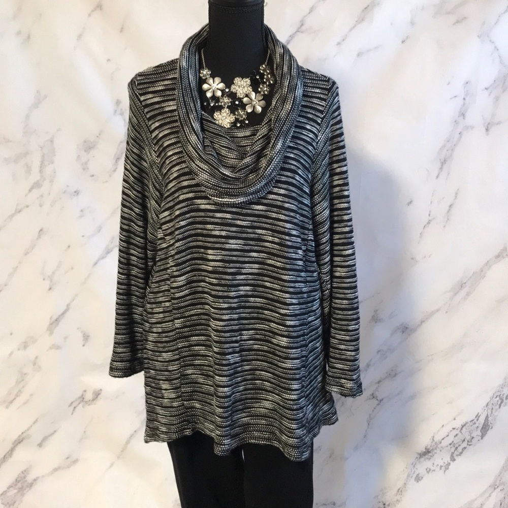 Black & White Turtleneck Sweater